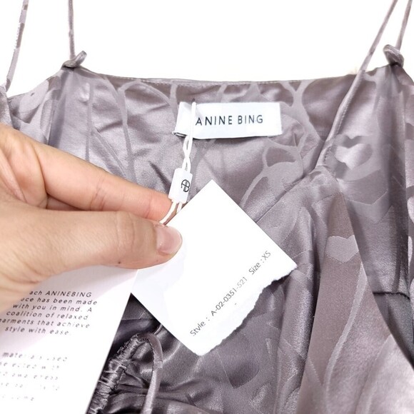 NWT Anine Bing 100% Silk Papillon Fairy Mini Dress Ash Violet Butterfly Ethereal - Picture 13 of 15